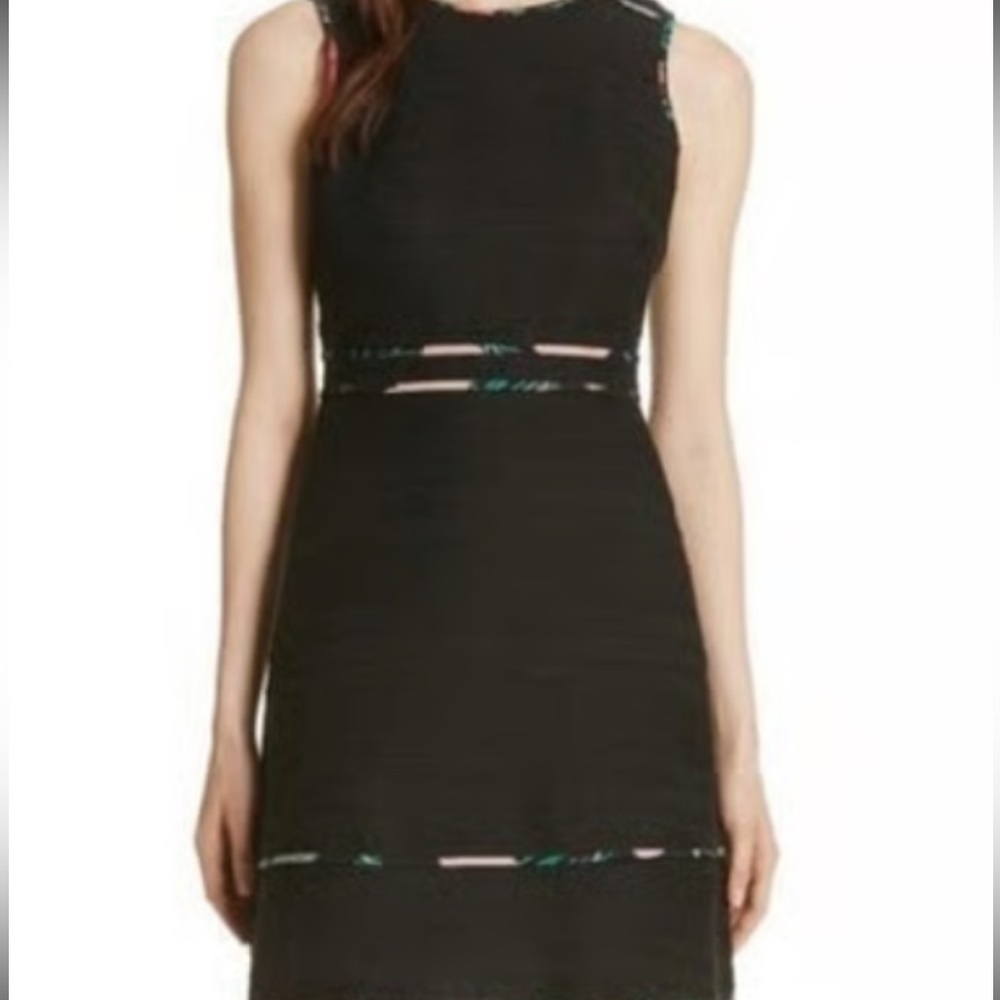 NWT Kate spade Black Sleeveless Fit-and-Flare tweed blossom Dress size 4
